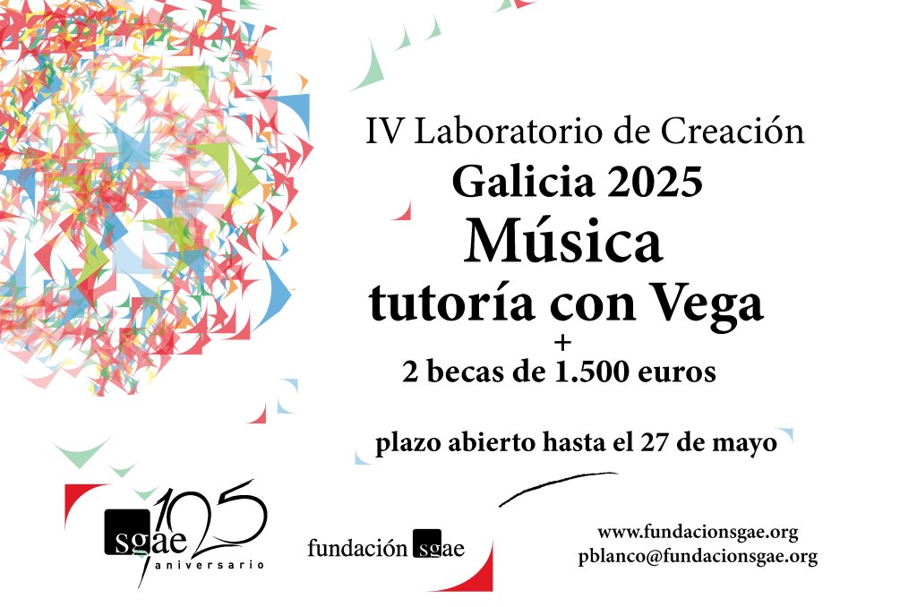 La autora 🎶<a href="/VEGAOFICIAL/">Vega</a> dirige el IV Laboratorio de Creación Musical de #FundaciónSGAE  para autoras/es residentes en #Galicia. El programa seleccionará dos proyectos musicales en desarrollo. Consulta las bases y participa hasta el 27 de mayo de 2025
ℹ️tinyurl.com/28rbca8f