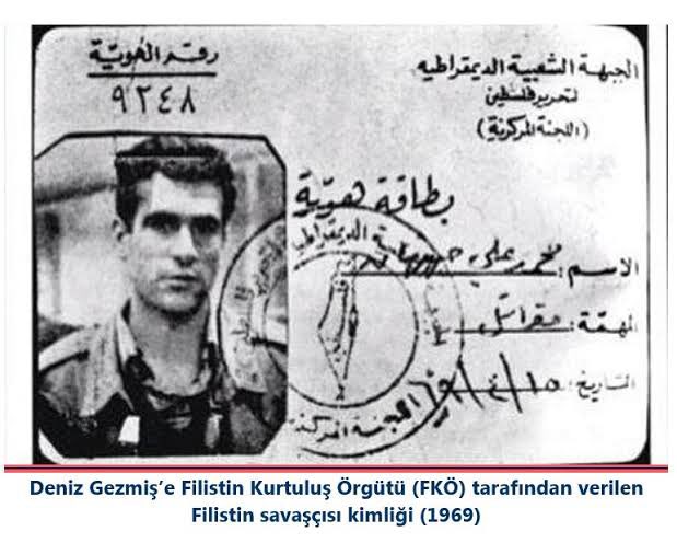 Riyakar islamcılar gibi ekranlarda ağlayıp sahne arkasında ticareti yürütenlerden değildir. Türkiye’de olduğu gibi Filistin’de de emperyalistlere karşı savaşandır o. 

Deniz Gezmiş bu halkın yiğit evlatlarının en önde geleniydi. Devrimcilerin yüz akıydı o!