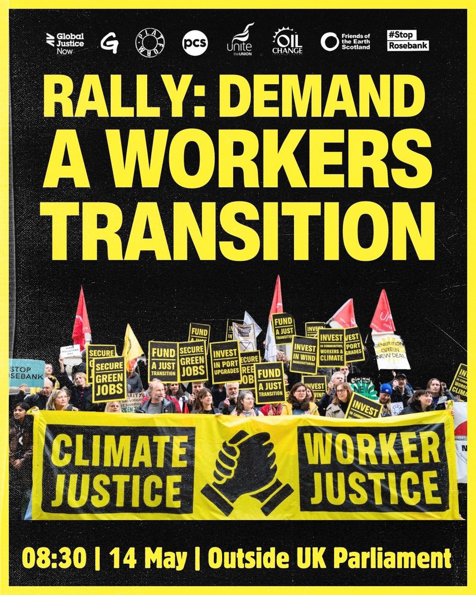 RALLY: DEMAND A WORKERS' TRANSITION ✊

We’re joining forces with climate activists and trade unionists to demand a workers’ transition is funded at the upcoming Comprehensive Spending Review.

Rachel Reeves: support North Sea oil and gas workers!