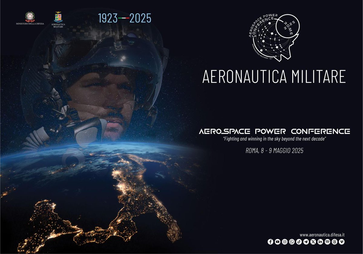 Istituto Affari Internazionali - IAI (@iaionline) on Twitter photo 📅 Giovedì 8 e venerdì 9 maggio si terrà a Roma la II edizione dell’AeroSpace Power Conference #ASPC2025, organizzata da <a href="/ItalianAirForce/">Aeronautica Militare</a>, di cui lo IAI è unico partner scientifico
🌍 Oltre 1500 partecipanti da tutto il mondo tra istituzioni, settore privato, mondo accademico e 📅 Giovedì 8 e venerdì 9 maggio si terrà a Roma la II edizione dell’AeroSpace Power Conference #ASPC2025, organizzata da <a href="/ItalianAirForce/">Aeronautica Militare</a>, di cui lo IAI è unico partner scientifico
🌍 Oltre 1500 partecipanti da tutto il mondo tra istituzioni, settore privato, mondo accademico e
