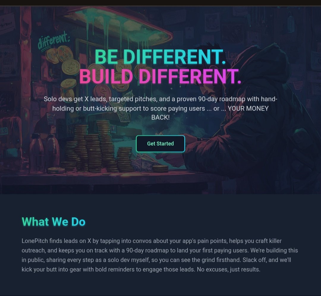david_appdev's tweet image. Landing page for LonePitch is live 🌊
Was aiming for a bold voice and visuals on this one. Do you think it's too much or just right?
Feedback welcome, check it out: 🔗 lonepitch.com