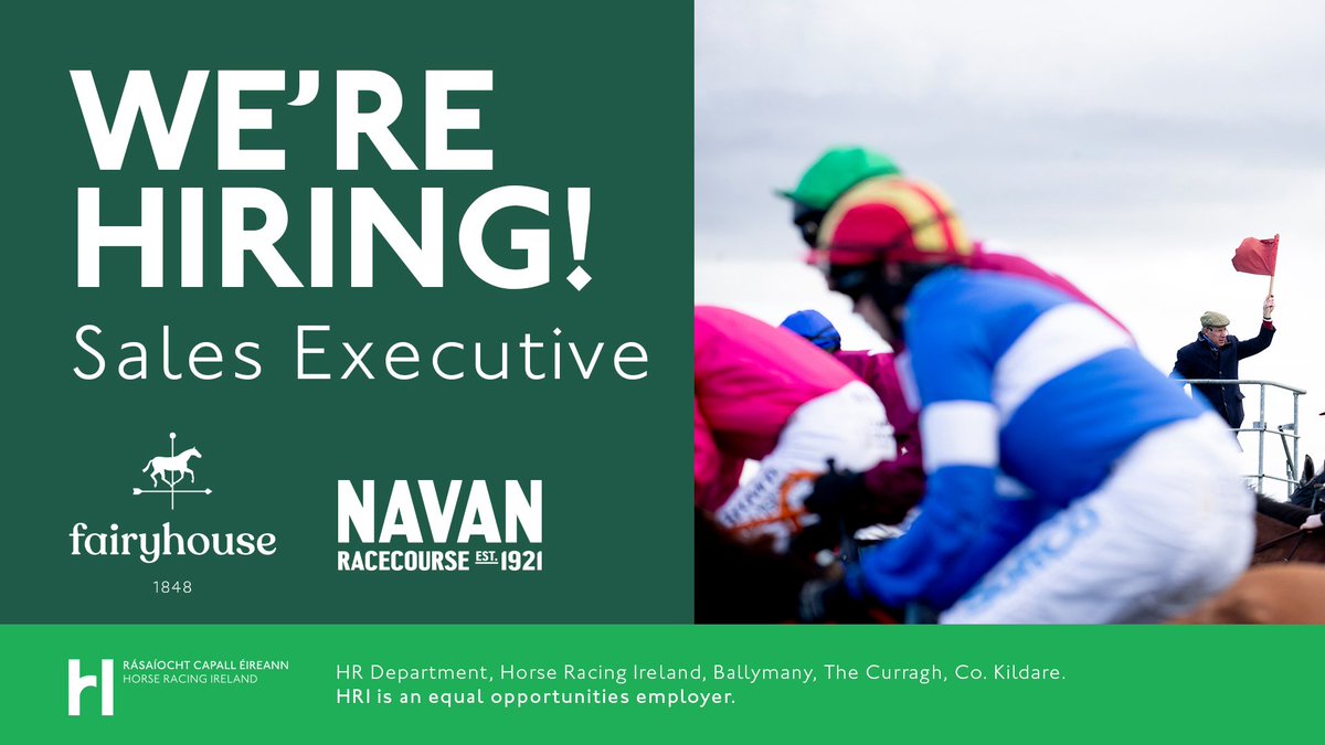 Navan Racecourse (@navanracecourse) on Twitter photo Weβre Hiring! π¨
We are recruiting a motivated and proactive Sales Executive to join the HRI Racecourses team focusing on Navan & <a href="/Fairyhouse/">FairyhouseRacecourse</a> Racecourse
Closing Date - 16th May 2025
Apply Here - app.occupop.com/shared/job/salβ¦ Weβre Hiring! π¨
We are recruiting a motivated and proactive Sales Executive to join the HRI Racecourses team focusing on Navan & <a href="/Fairyhouse/">FairyhouseRacecourse</a> Racecourse
Closing Date - 16th May 2025
Apply Here - app.occupop.com/shared/job/salβ¦