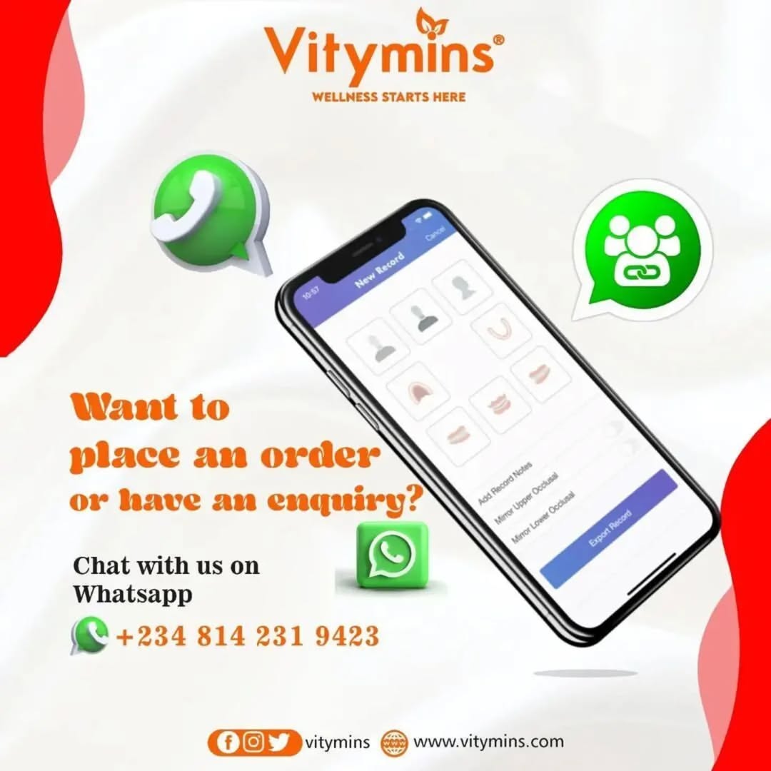 vitymins's tweet image. Have an enquiry or want to place an order? Call or WhatsApp us on 08142319423. We deliver across #Nigeria
.
#Vitymins
#YourWellnessPartner