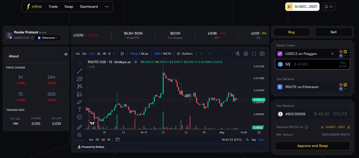 Testing in progress:

Intern vs Router Nitro Buy page (upcoming feature to trade any token on any chain using any token on any chain in one click, plus more).