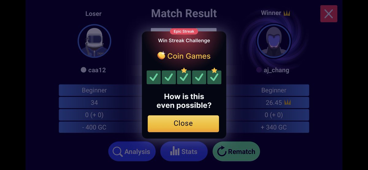 Cryptix14's tweet image. Just been getting into #backgammon a bit more seriously lately. Having an awesome teacher who played with Magriel back in the 70s definitely helped me improve my game and smoothing out some weak spots in my play.

Still can’t believe I got a 15-win streak on 
@BGammonGalaxy!