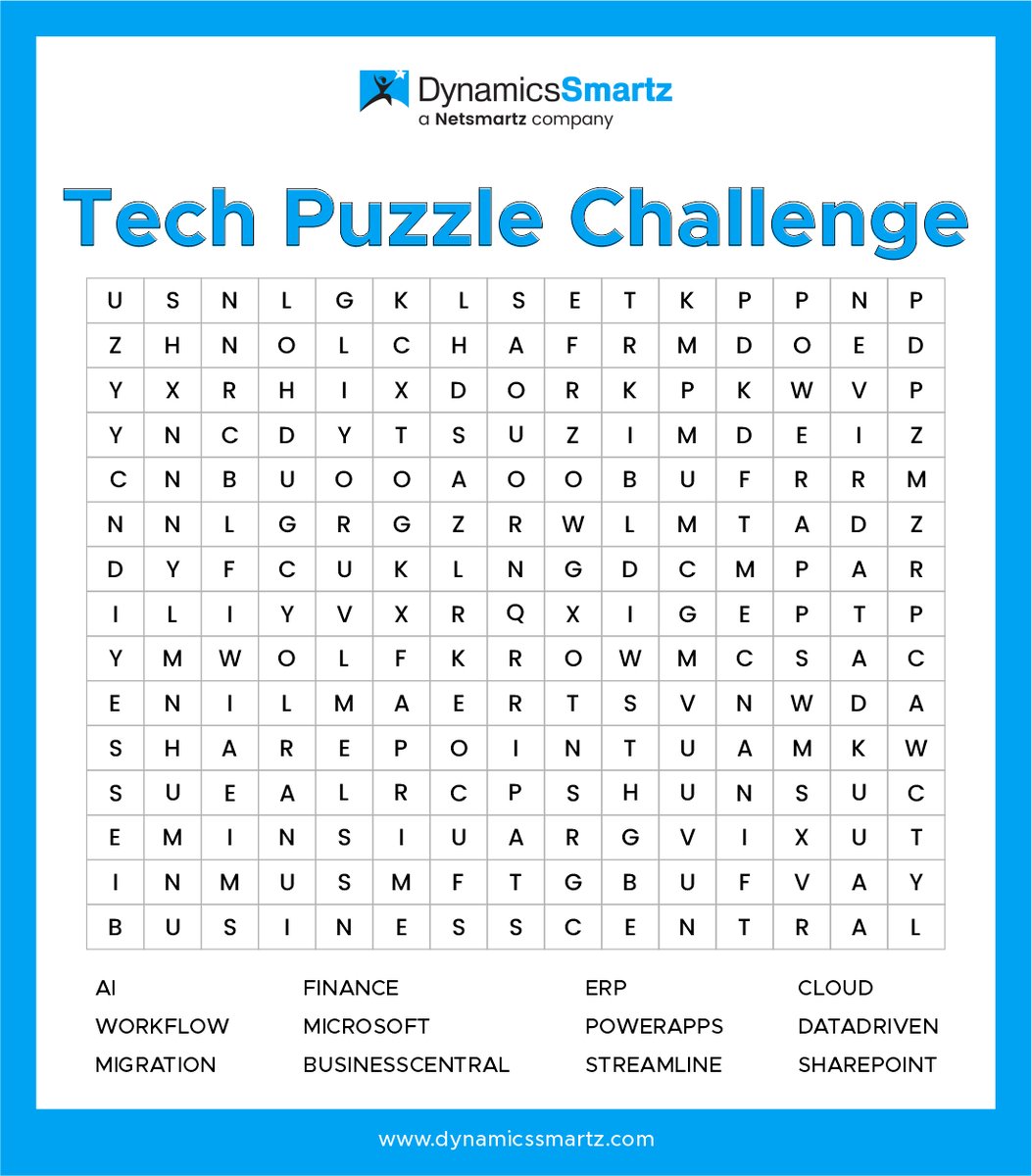 dynamicsSmartz_'s tweet image. Tech Enthusiasts – Ready for a Challenge? 

We&apos;ve put together a fun and engaging Word Search Puzzle. Can you uncover all the hidden terms!

Share your answers in the comments.

#microsoftdynamics #dynamics365 #microsoft  #DynamicsSmartz #powerapps #msdynamics365