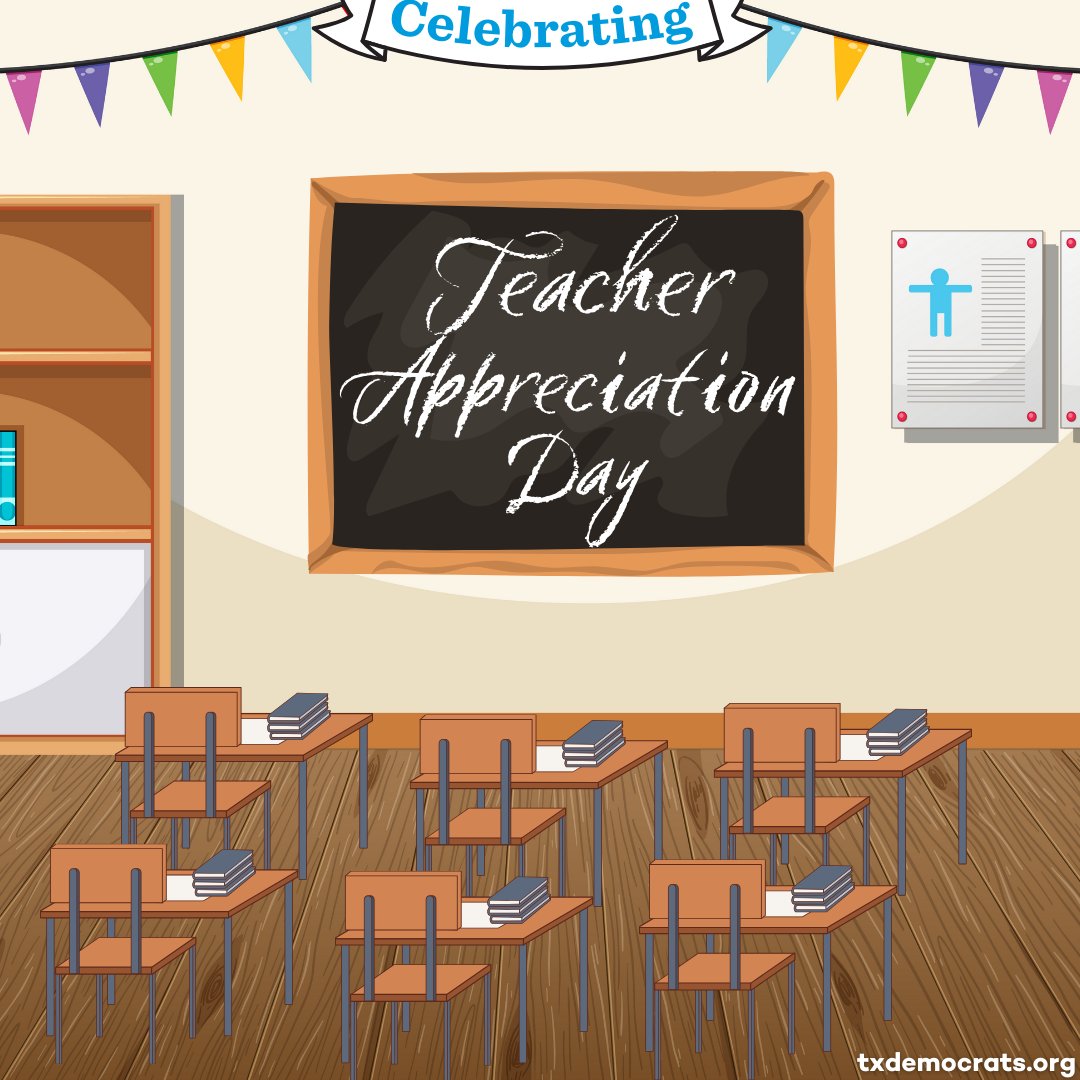 Today is Teacher Appreciation Day. Teachers make a lasting difference in students' lives — yet Texas Republicans passed a school voucher bill but still haven’t given educators the long-overdue raise they deserve. #TeacherAppreciationDay #PayTexasTeachers