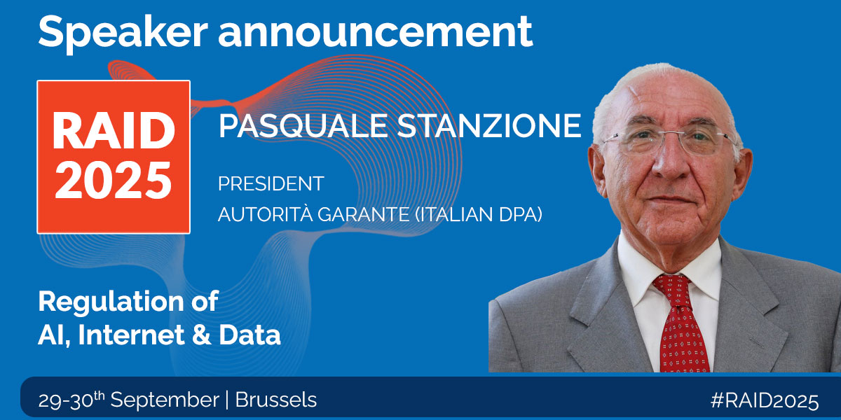 RAID (@raidinnovation) on Twitter photo 🚨 Speaker announcement!
We’re thrilled to welcome Pasquale Stanzione, President of <a href="/GPDP_IT/">Garante Privacy</a> to #RAID2025! 🇮🇹
A leading voice in privacy and digital ethics, Prof. Stanzione will share key insights on Europe’s data future. eu1.hubs.ly/H0jTf850
#DataProtection #Privacy 🚨 Speaker announcement!
We’re thrilled to welcome Pasquale Stanzione, President of <a href="/GPDP_IT/">Garante Privacy</a> to #RAID2025! 🇮🇹
A leading voice in privacy and digital ethics, Prof. Stanzione will share key insights on Europe’s data future. eu1.hubs.ly/H0jTf850
#DataProtection #Privacy