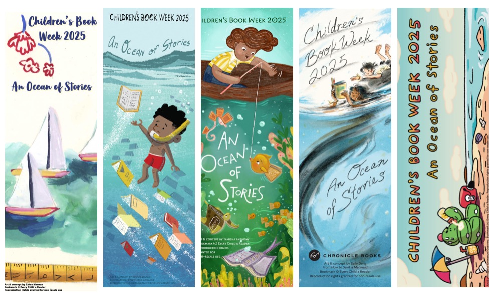 Keep the #ChildrensBookWeek celebration going with beautiful and inspiring bookmarks!

These bookmarks, keeping with the theme An Ocean of Stories, are available to print and distribute to children, teens, &amp; book lovers everywhere!

Find them: everychildareader.net/cbw/book-creat…

#StoryOcean