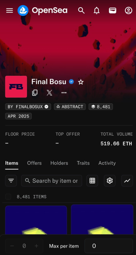 CodeStappy's tweet image. JUST IN: @opensea added Final Bosu and other @AbstractChain collections to their marketplace

Bye bye ME