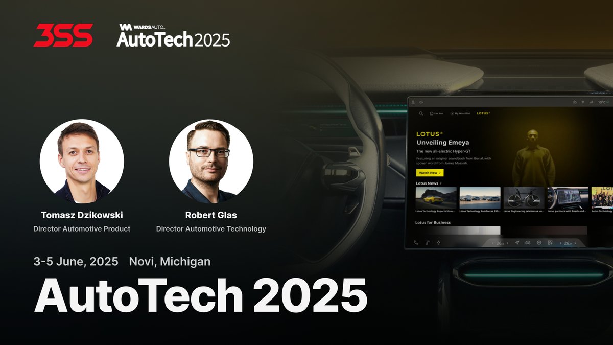 3ScreenSolution's tweet image. Experience the future of in-car entertainment at AutoTech 2025 in Novi. 

Step into our Lotus demo car and see how 3Ready transforms screens into immersive, revenue-driving hubs with next-gen UX, no-code scalability, and seamless monetization. 

Book now: eu1.hubs.ly/H0jTnhB0