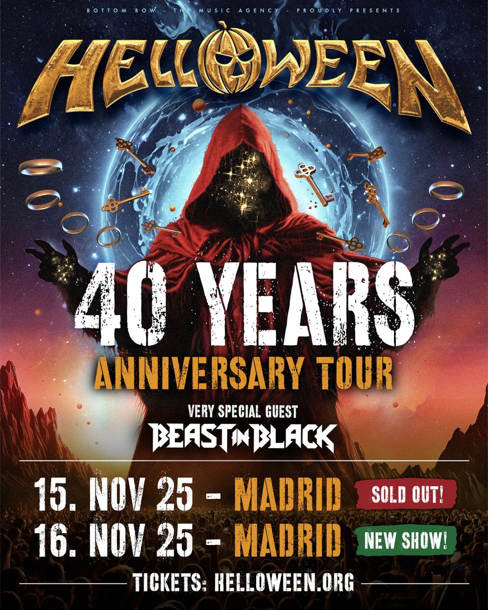 🎃 ONE NIGHT WASN’T ENOUGH, HUH MADRID?
Here’s your second shot:
NEW SHOW – November 16, La Cubierta De Leganés! 🔥
Tickets are ON SALE – grab yours NOW! helloween.org 🚀
¡Madrid, vamos otra vez! 🇪🇸

#helloween #40yearsanniversary