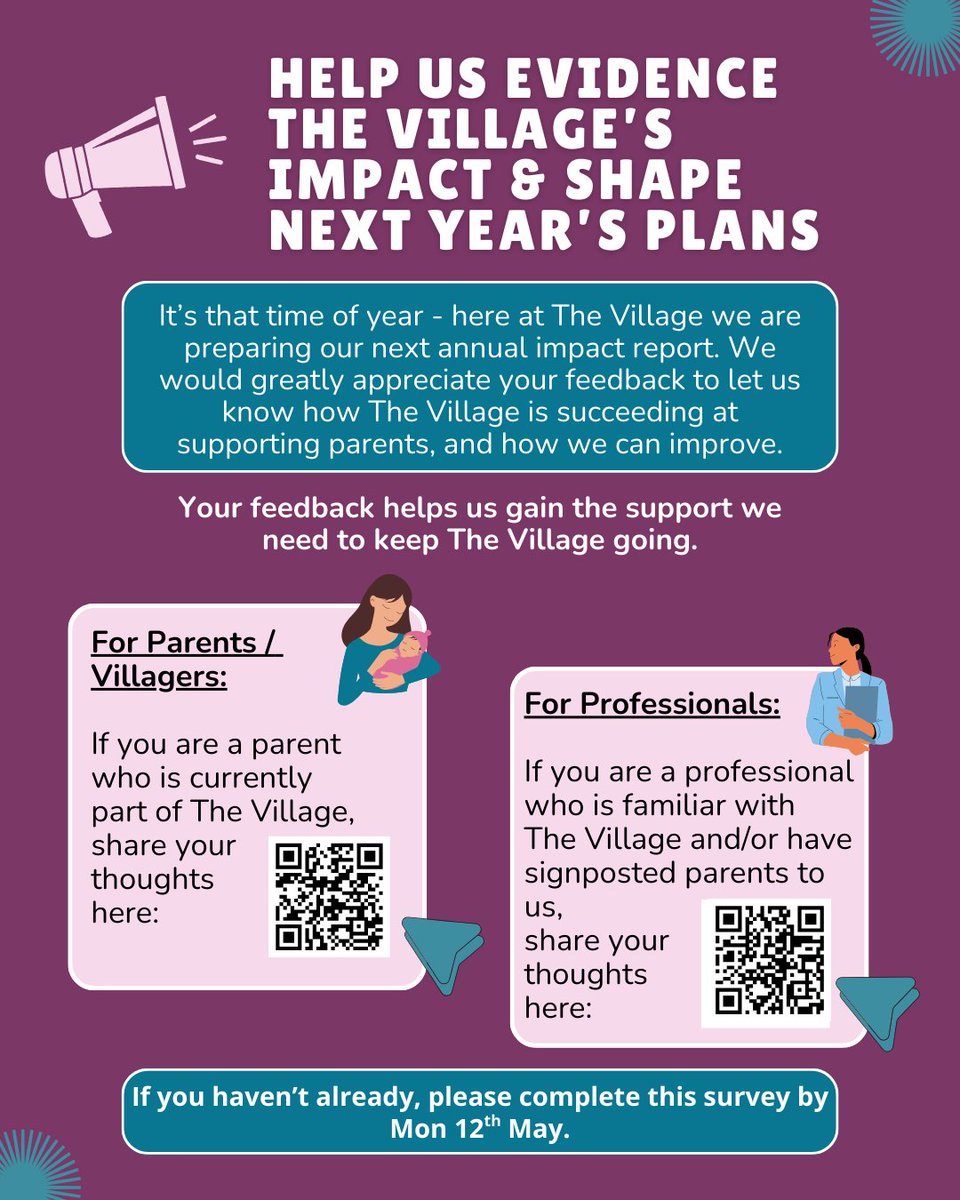Reminder: It’s that time again – we’re creating our 2025 Annual Report for The Village!  Your feedback led to real change last year.  Help us do it again! 
Parents: forms.office.com/e/SRFe4T5mLD
Professionals…: forms.office.com/e/xXiUYJ3VFj