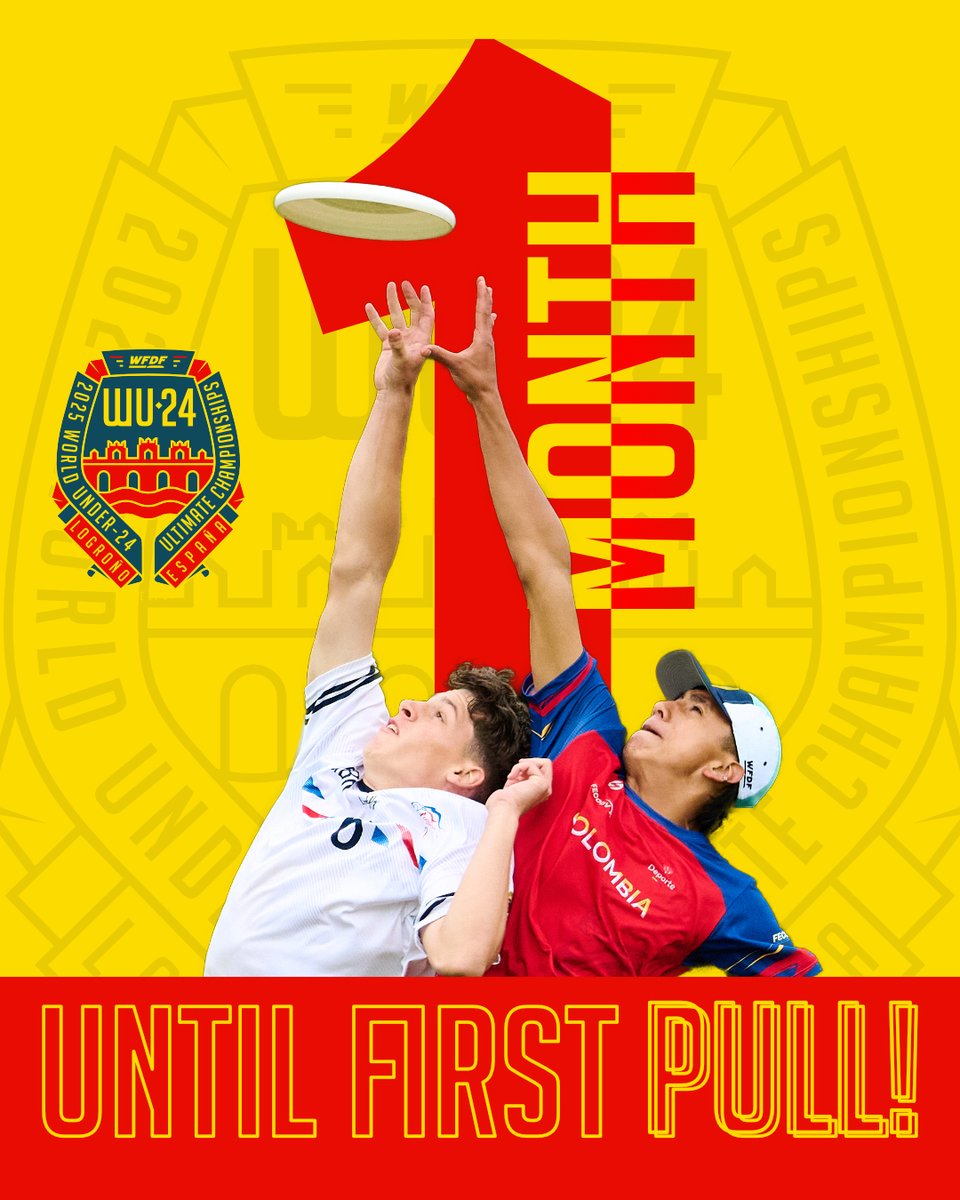 🥏‼‼ONLY 1️⃣ MONTH UNTIL WU24‼‼🥏
.
.
.
#2025wu24
#wu24
#wfdf
#worldflyingdisc
#wfdfevents
#RoadToLogrono