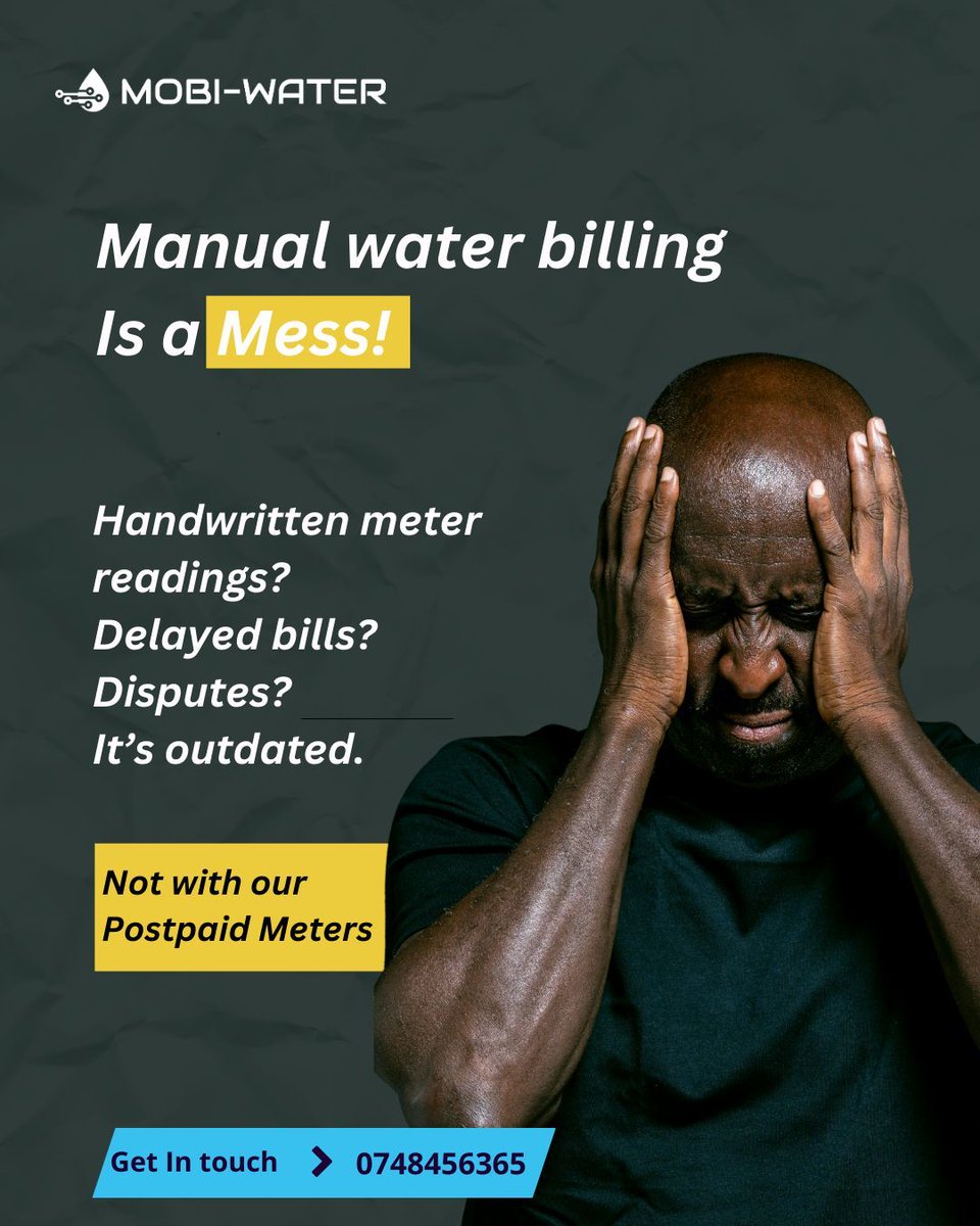 Manual water billing is stressful, sivyo?—From tracking usage to dealing with errors and disputes, inakula mtu kichwa. Mobi-Water’s postpaid meters simplify the entire process, leaving you with more time and less hassle.

Here’s how it works:

- Automated Billing: No more manual