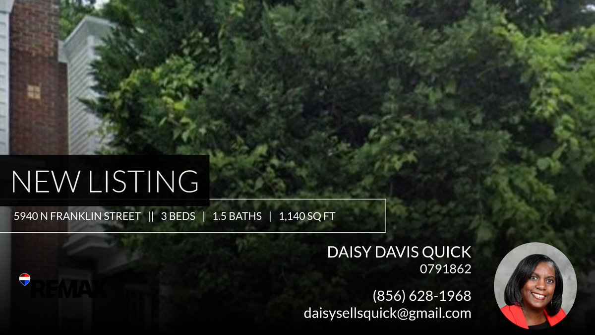 DaisySellsQuick's tweet image. 📍 New Listing 📍 Take a look at this fantastic new property that just hit the market located at 5940 N Franklin Street in Philadelphia. Reach out here or at (856) 628-1968 for more information

Daisy Davis... homeforsale.at/5940_N_FRANKLI…