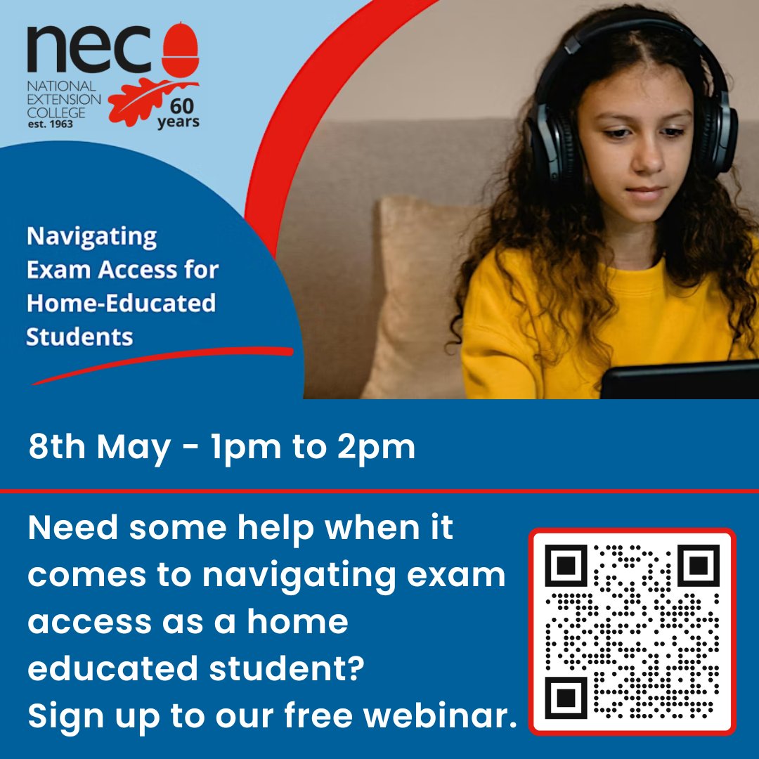 Free webinar. The NEC will be talking to RECAP Ltd about helping home ed learners get the support they need when navigating the exam access process.
REGISTER HERE: eventbrite.com/e/navigating-e…

#distancelearning #onlineeducation #education #homeeducation #thehomeeddaily #exams