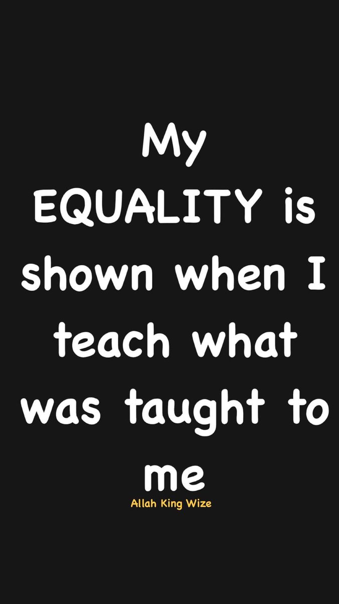 Peace. Today’s Supreme Mathematics is #Equality