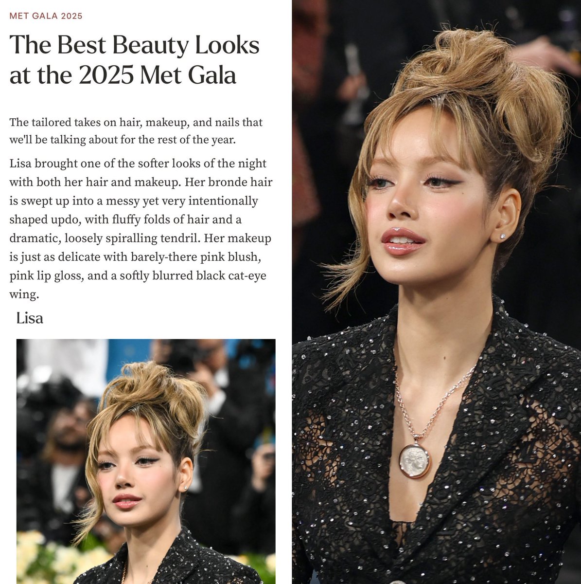 Mkkwnss's tweet photo. ปีแรกก็จับใจสื่อ!! ลิซ่าเป็น Asian เพียงคนเดียวที่ติดโพล “ The Best Beauty Looks at Met Gala 2025 ” จัดอันดับโดย Allure เมกา 
ความสวยของใบหน้าลิซ่า ผิวที่ฟูฉ่ำอิ่มน้ำ จดลงหน้าประวัติศาสตร์พรมแดงป้าแอนล้ะ 
LISA MET GALA DEBUT
#LISAxMetGala2025
#MetGala #MetGala2025 
@LouisVuitton https://t.co/OmVDWst4gp