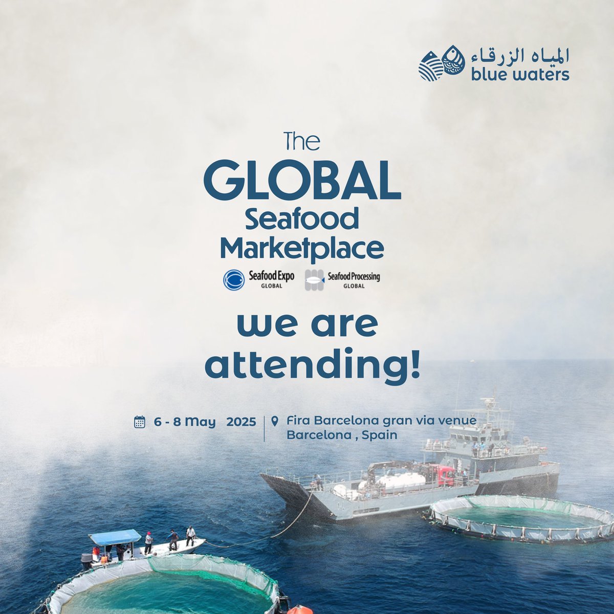 Blue Waters will be attending the Global Seafood Marketplace at Seafood Expo Global and Seafood Processing Global in Barcelona, Spain 🇪🇸

Looking forward to meeting partners and discovering the latest innovations in the industry from 6–8 May 2025 ✨