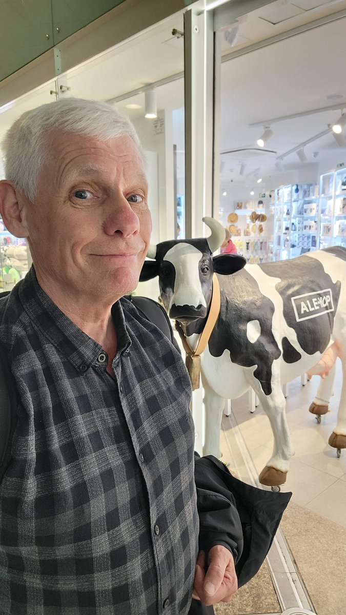 Ale-Hop the cow greeting me at Barcelona Airport. In two hours I'm off to Andorra, one of my bucket list destinations.