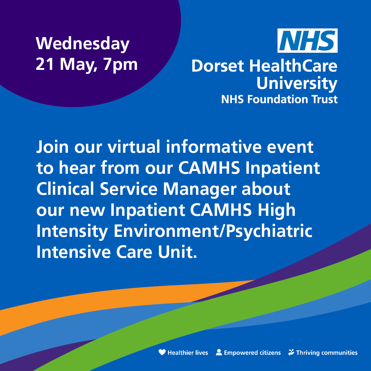 Dorset HealthCare (@dorsethealth) on Twitter photo Join our virtual informative career event & hear
from our CAMHS Inpatient Clinical Service manager!
📅 Weds 21 May 7.00pm
📍 Email to reserve your place: dhc.careers@nhs.net
👨🏽⚕️ Discover what it’s like working with us
🔎 Hear about the opportunities
❓ Come & ask your questions Join our virtual informative career event & hear
from our CAMHS Inpatient Clinical Service manager!
📅 Weds 21 May 7.00pm
📍 Email to reserve your place: dhc.careers@nhs.net
👨🏽⚕️ Discover what it’s like working with us
🔎 Hear about the opportunities
❓ Come & ask your questions
