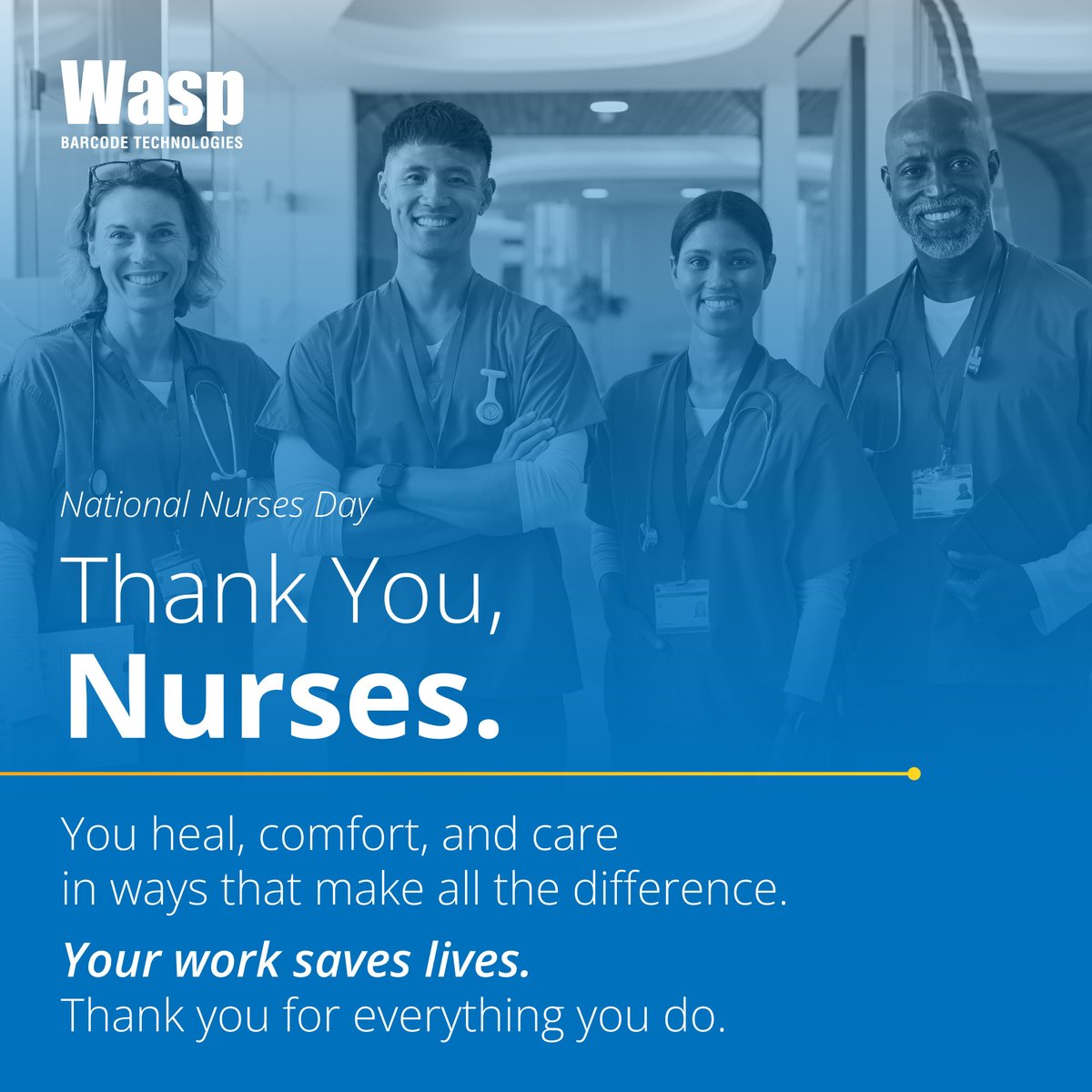 On #NationalNursesDay, we're proud to recognize their impact. At Wasp, we're honored to support the healthcare teams who rely on our solutions behind the scenes. #ThankANurse