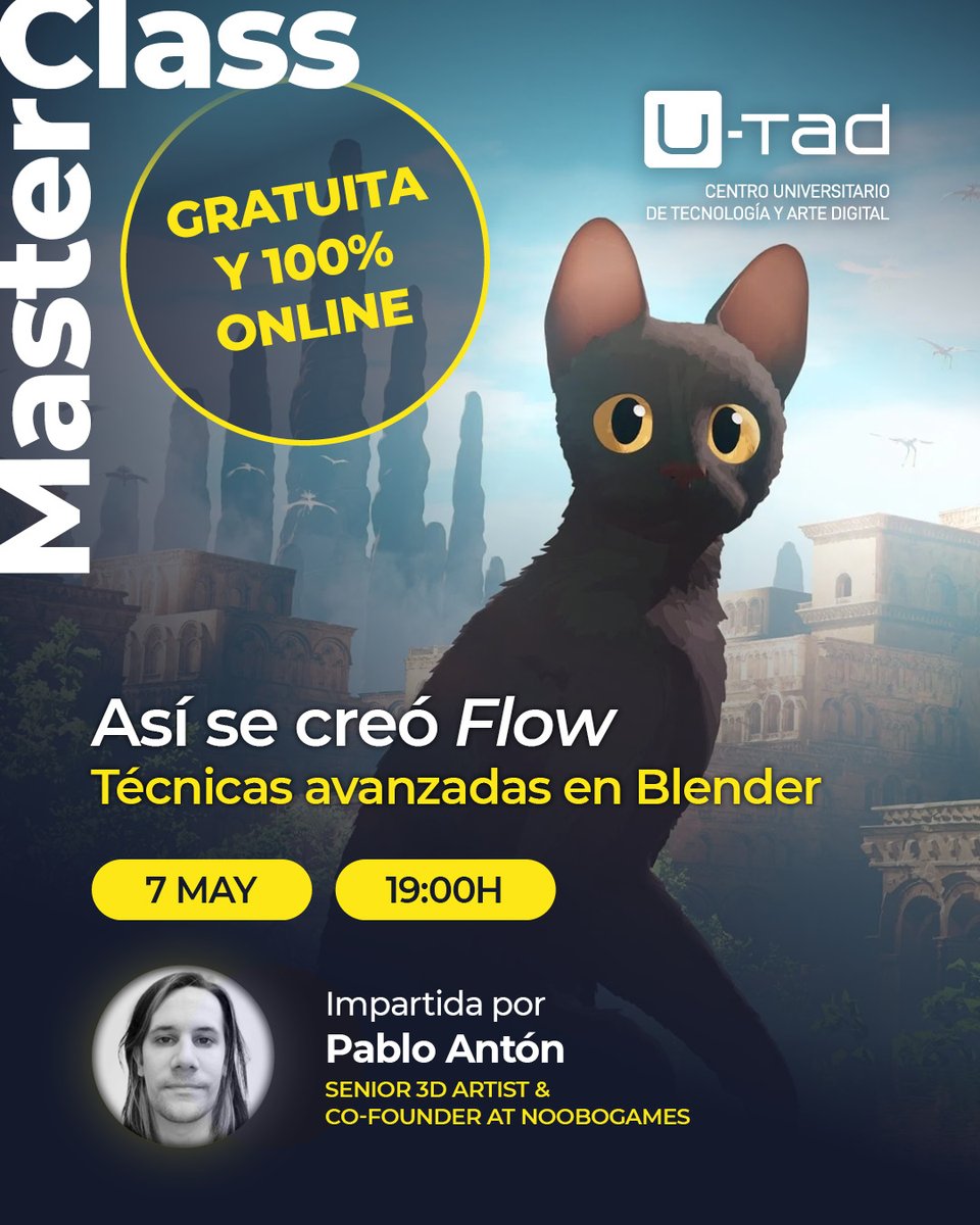 ¡Descubre cómo se creó ‘Flow’, la increíble película creada 100% en Blender! 😼 

En nuestra próxima Master Class junto a Pablo Antón, Senior 3D Artist y cofundador de NoobOGames

¡Asegura tu plaza! 👉 bit.ly/3Sb8yVg