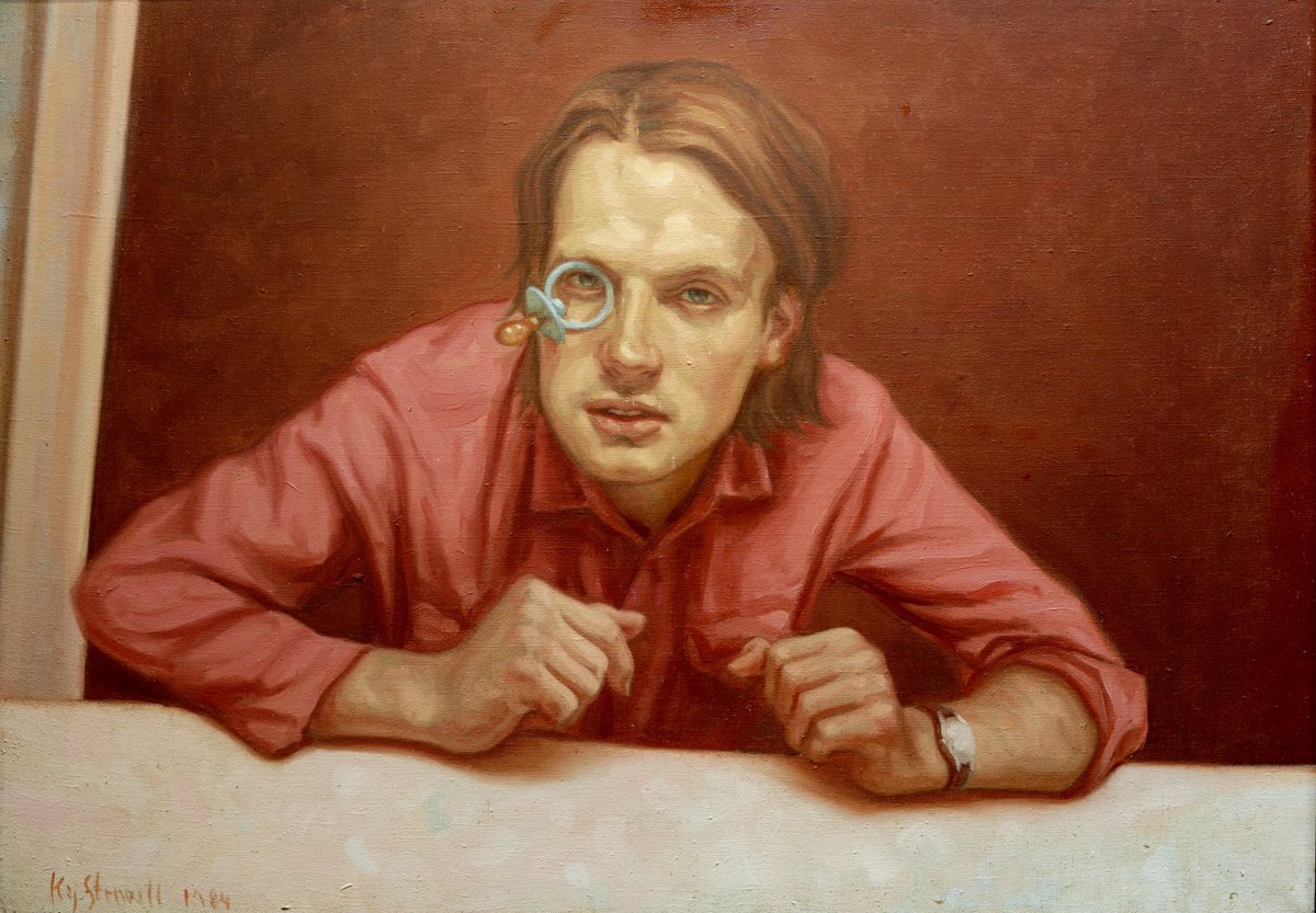 Here is an old painting from 1984, ” Tutti silmässä- Dummy in the Eye ”, oil on canvas, 70 x 95 cm. #art #oilpainting #selfportrait #dummy #oldpainting #figurativeart #painters #ArtistOnTwitter #artistsonx #kajstenvall