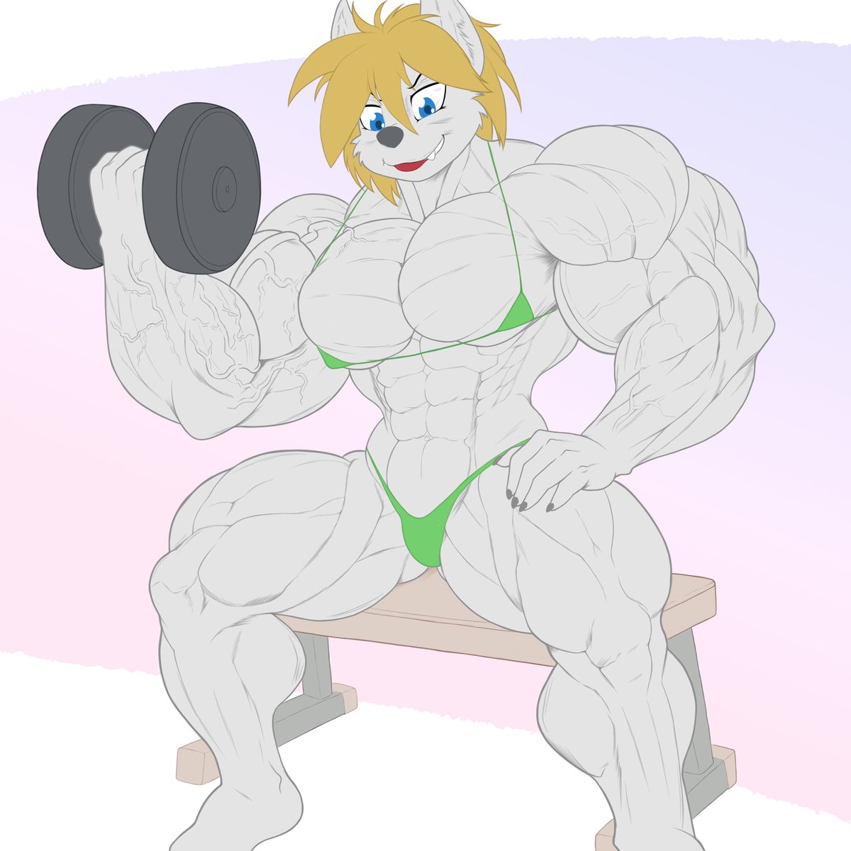 Pumping up Wolfee  

Flat colors commission