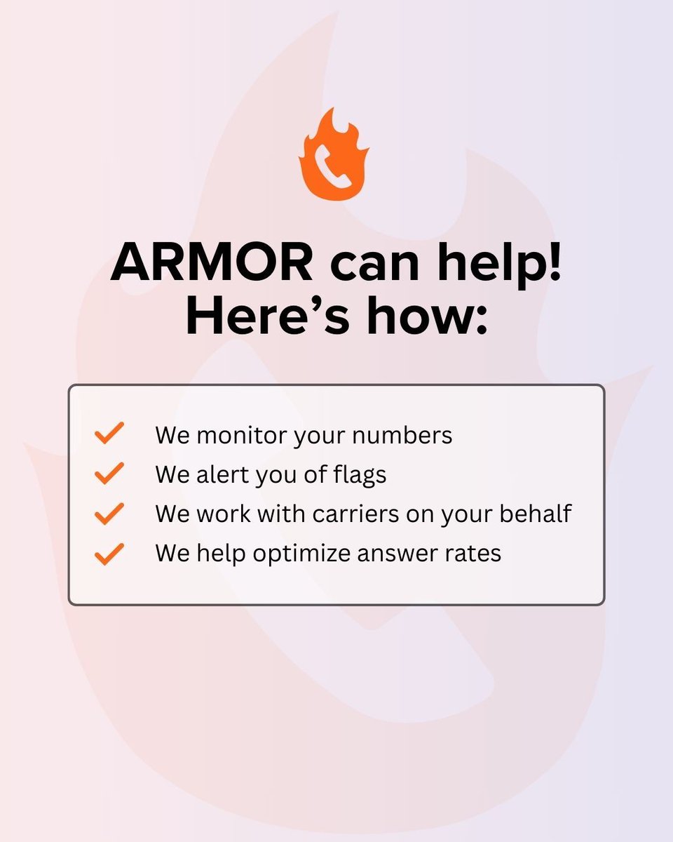 📊 And you don’t have to go it alone. ARMOR® is a comprehensive and done-for-you spam protection and answer rate solution that helps you optimize number reputation and performance, at scale. Start here → hubs.ly/Q03lhg280