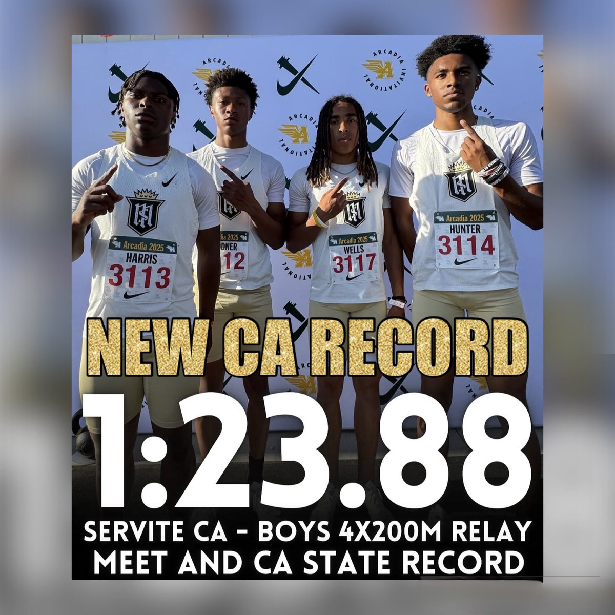 4x200M Relay, 2 #Freshmnan Jaelen Hunter, Jace Wells &amp;  2 #Sophomores Benjamin Harris &amp; Robert Gardner #Cerdo #ServiteTF #ArcadiaInvitational #Champions