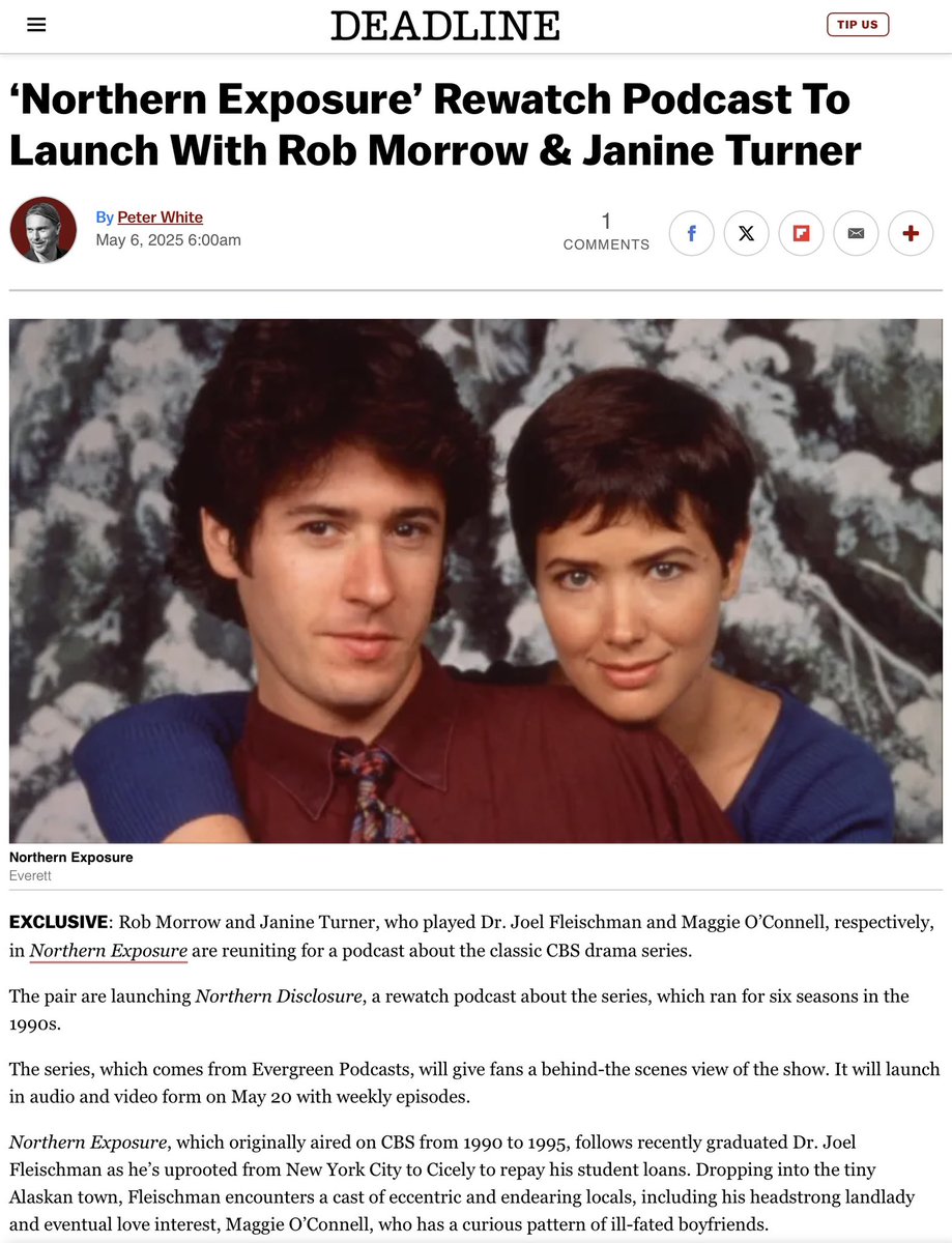 RobMorrow_'s tweet image. #northernexposure fans @janineturner and I hosting the #northerndisclosure podcast.  Been having a blast reminiscing with the ol’ gang.  Launches May 20 (where ever u get your podcasts), also watch on #northerndisclosure YouTube channel.  Stream the original show on @amazonprime
