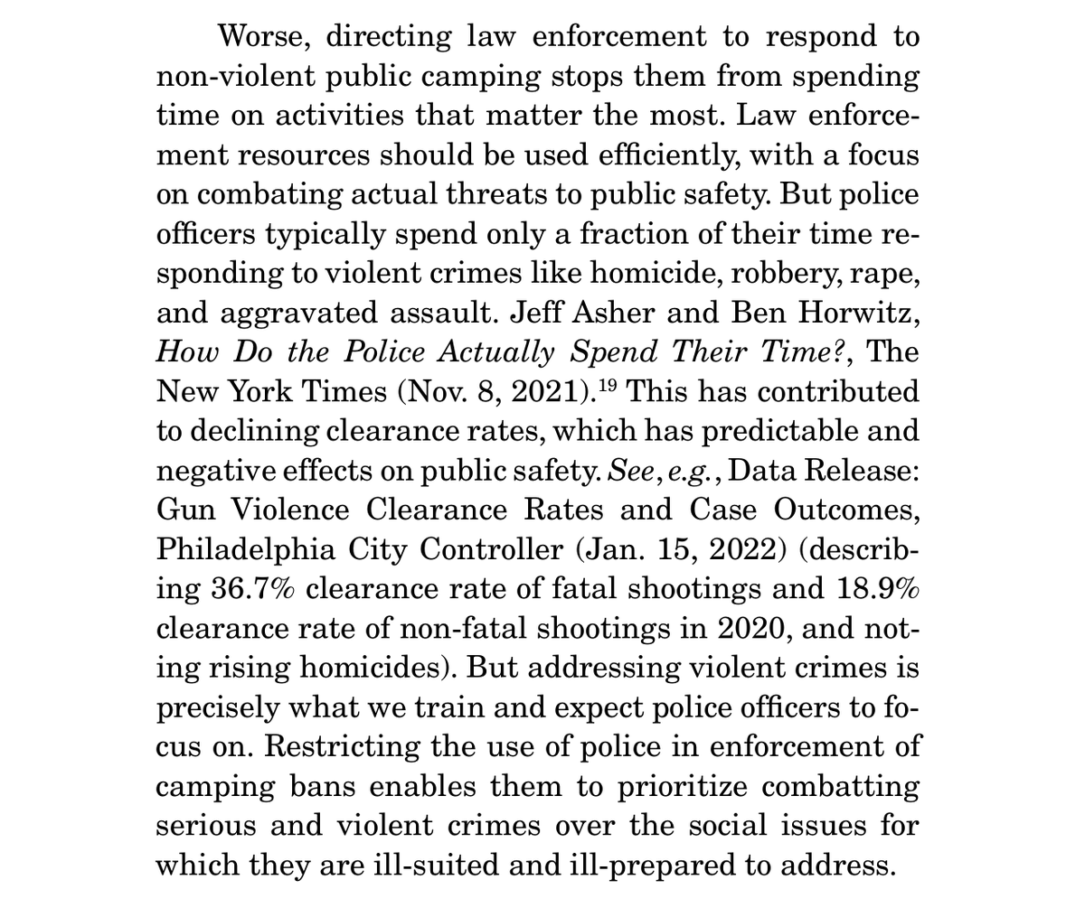 How has policing encampments worked out in the U.S.? Ballooning police budgets, paid for by the public, yet a decline in clearance rates for serious crimes. <a href="/fordnation/">Doug Ford</a>'s Bill 6 will solve less serious crime, and absolutely not solve homelessness. It's <a href="/realDonaldTrump/">Donald J. Trump</a> policy.