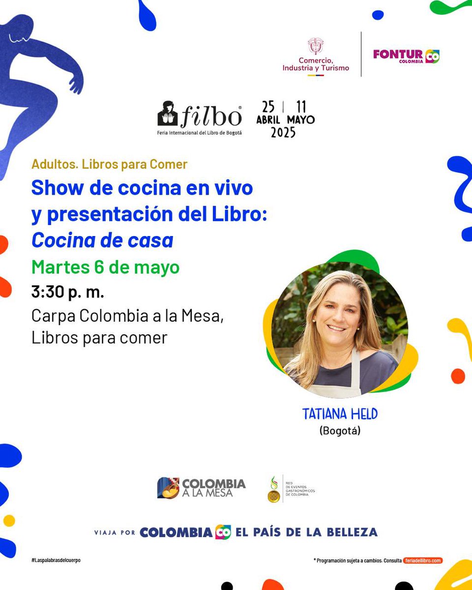 Los esperamos en la Carpa Libros para Comer en la @filbogota con nuestra librería especializada en libros de gastronomía y para asistir a la presentación de “Cocina de Casa” de Tatiana Held, ganador del Gourmand World Cooking Awards 2023 @filbogota