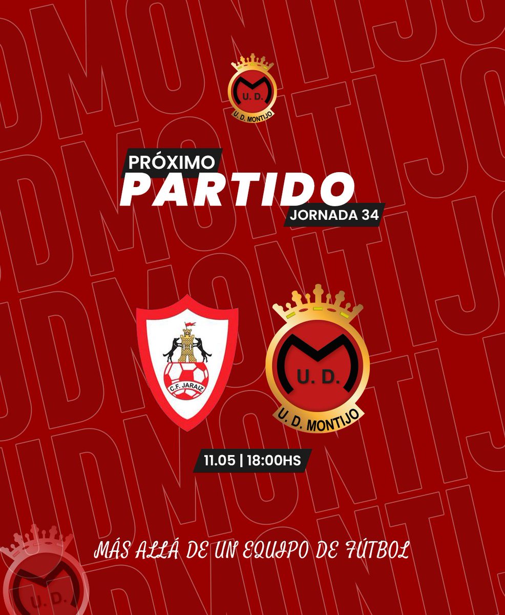 ⚫️🔴 Próximo partido | Jornada 34

Domingo 11/5 | 18:00hs
Jaraiz vs UDM