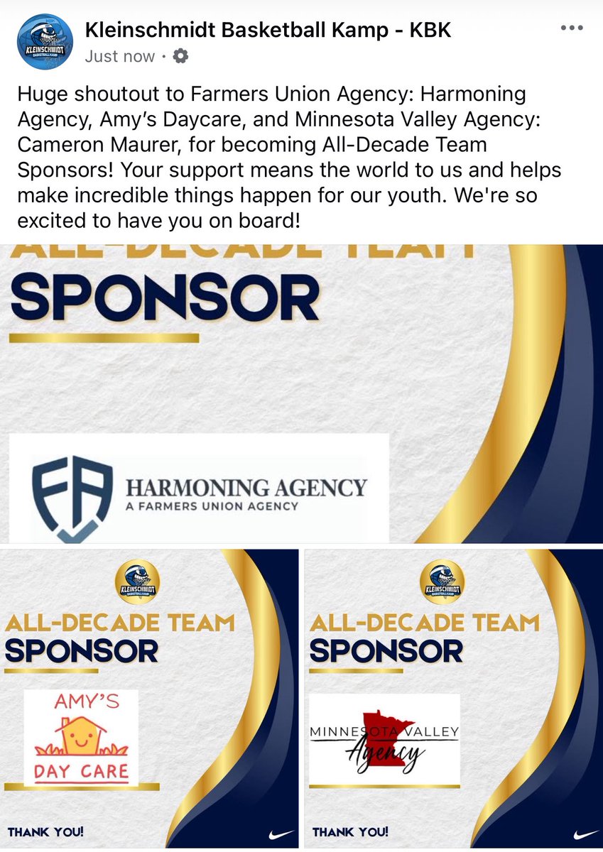 Up to a DOZEN members on the All-Decade Team! SEVEN more Main Level sponsors added!
 #Year10 
#KleinschmidtBasketballKamp 
#KBK