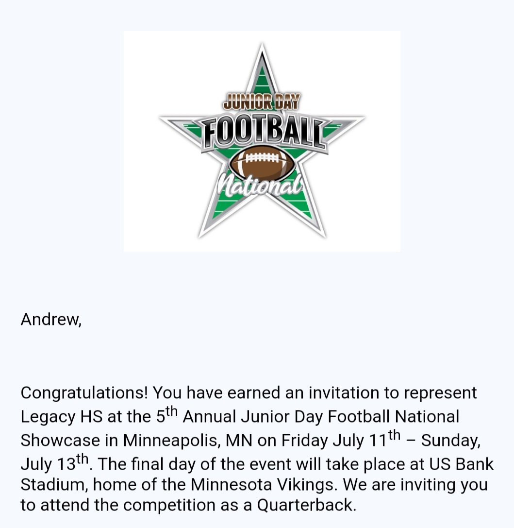 Andrew Gardner (@_andrewgardner) on Twitter photo Thank you Jared Williams and Junior Day Football for the invitation to compete at the National Showcase in Minneapolis, MN! <a href="/CoachKRider/">Coach Rider</a> <a href="/TRHP6/">TJ Patterson</a> Thank you Jared Williams and Junior Day Football for the invitation to compete at the National Showcase in Minneapolis, MN! <a href="/CoachKRider/">Coach Rider</a> <a href="/TRHP6/">TJ Patterson</a>