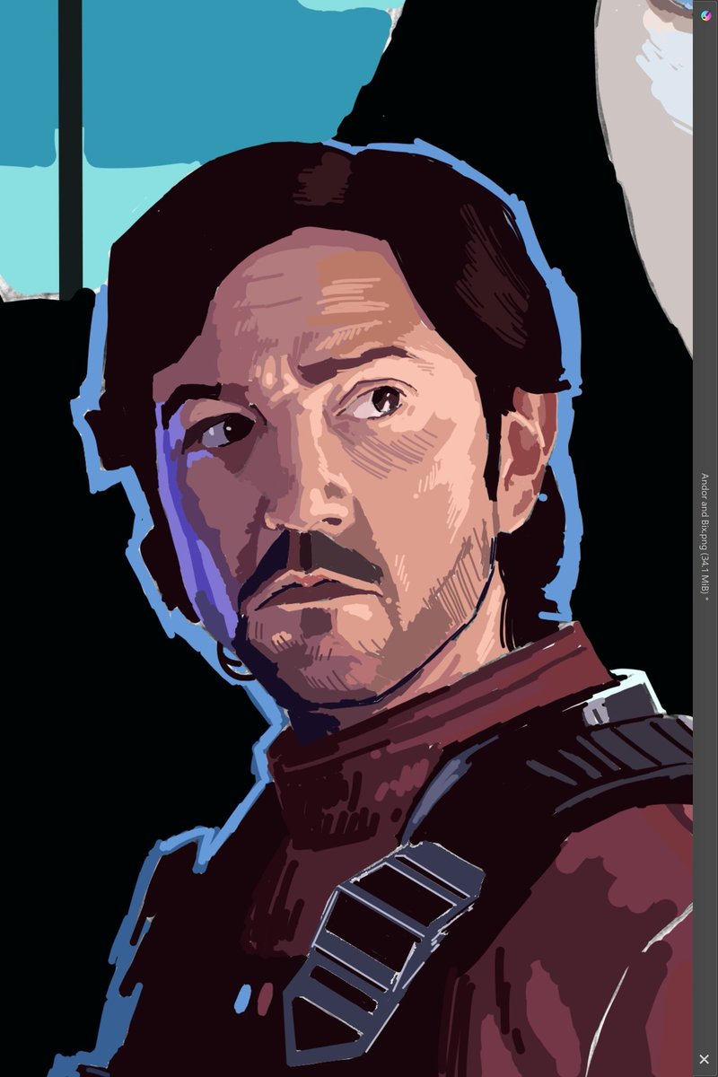 Close-up rough colors on Cassian. Almost good! #WIP #Andor #digitalart <a href="/diegoluna_/">diego luna</a>