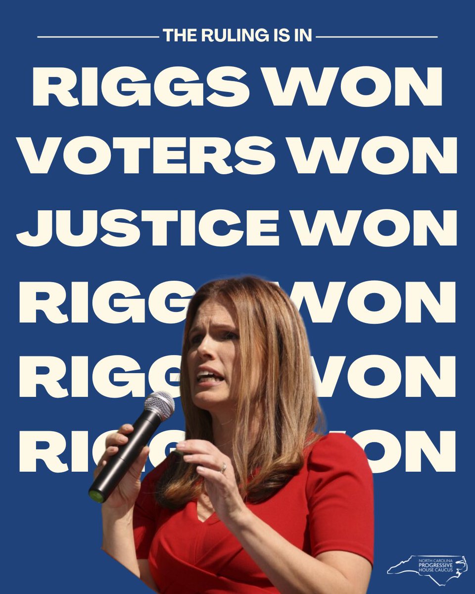 The US District Court affirmed what we all knew: Allison Riggs won. We are so proud of our voting rights champion who represents the very best of North Carolina. Thank you for fighting for us. #ncpol