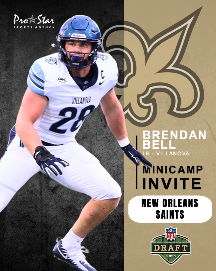 Paul Sheehy (@prostarsports) on Twitter photo Congratulations to <a href="/NovaFootball/">Villanova Football</a> Swiss Army Knife, <a href="/BrendanBell2020/">Brendan Bell</a> on earning an invite to the <a href="/Saints/">New Orleans Saints</a> RMC this week! The 6010/230 LB ran a 4.55 at ProDay to cap off a career which included 283 T & 34 TFL...and 2 carries/2 TD at FB! LET'S GO! #ProStarFamily <a href="/CoachChrisBoden/">Chris Boden</a> Congratulations to <a href="/NovaFootball/">Villanova Football</a> Swiss Army Knife, <a href="/BrendanBell2020/">Brendan Bell</a> on earning an invite to the <a href="/Saints/">New Orleans Saints</a> RMC this week! The 6010/230 LB ran a 4.55 at ProDay to cap off a career which included 283 T & 34 TFL...and 2 carries/2 TD at FB! LET'S GO! #ProStarFamily <a href="/CoachChrisBoden/">Chris Boden</a>