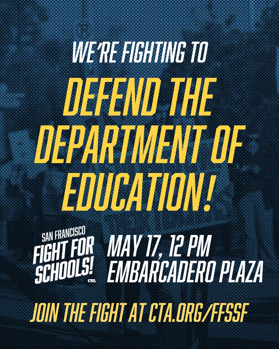 Educators across California are rallying  to fight back against the Trump/Musk administration. Join us on Saturday, May 17, to stand up for students and defend public education! We will meet at Embarcadero Plaza at noon. See you there! actionnetwork.org/events/day-of-…