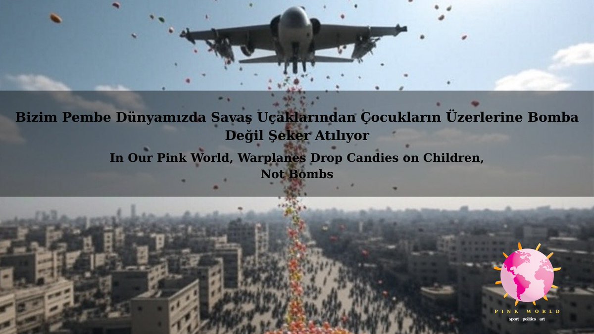 Bizim Pembe Dünyamızda Savaş Uçaklarından Çocukların Üzerlerine Bomba Değil Şeker Atılıyor

In Our Pink World, Warplanes Drop Candies on Children, Not Bombs