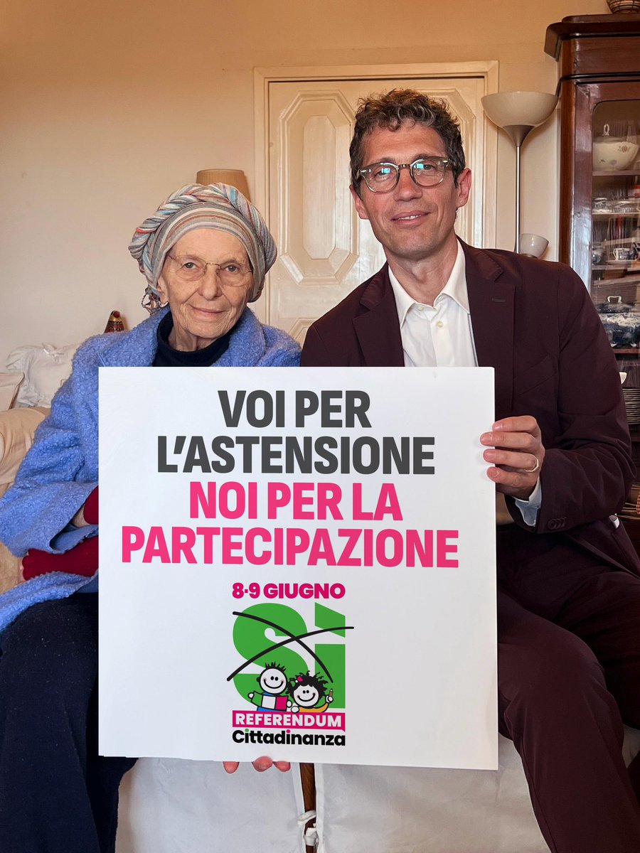 emmabonino's tweet photo. L’invito all’astensione di Tajani? Un triste deja-vu.

È sempre la stessa storia: in Italia se si parla di diritti e libertà il Parlamento promette e non mantiene per decenni, poi i cittadini si organizzano e ottengono un referendum e solo a quel punto i partiti dicono che devono essere loro ad occuparsene. 

Peccato che la legge sulla Cittadinanza risale al 1992, un’altra era e un’altra Italia. 
Peccato che il Parlamento abbia proposto tantissime volte una riforma senza mai trovare il coraggio di farla davvero. 
Peccato che lo stesso Tajani la definiva “urgente” solo pochi mesi fa. 

E invece ora invita all’astensione che certo è un diritto dei cittadini ma di certo non un esercizio di civiltà in un Paese con un tasso di astensionismo sempre più alto e non certo se a promuoverlo è il vicepresidente del Consiglio. 

Usiamo invece queste settimane per aprire un dibattito vero su un Referendum di buonsenso che allinea l’Italia ai grandi Paesi europei. Chi parla italiano, lavora stabilmente e manda i figli a scuola perché dovrebbe essere trattato come straniero quando ha scelto il nostro Paese per il suo futuro?

I referendum servono a questo: permettere ai cittadini di scegliere quando il Parlamento non trova il coraggio. 

Io di certo andrò a votare.