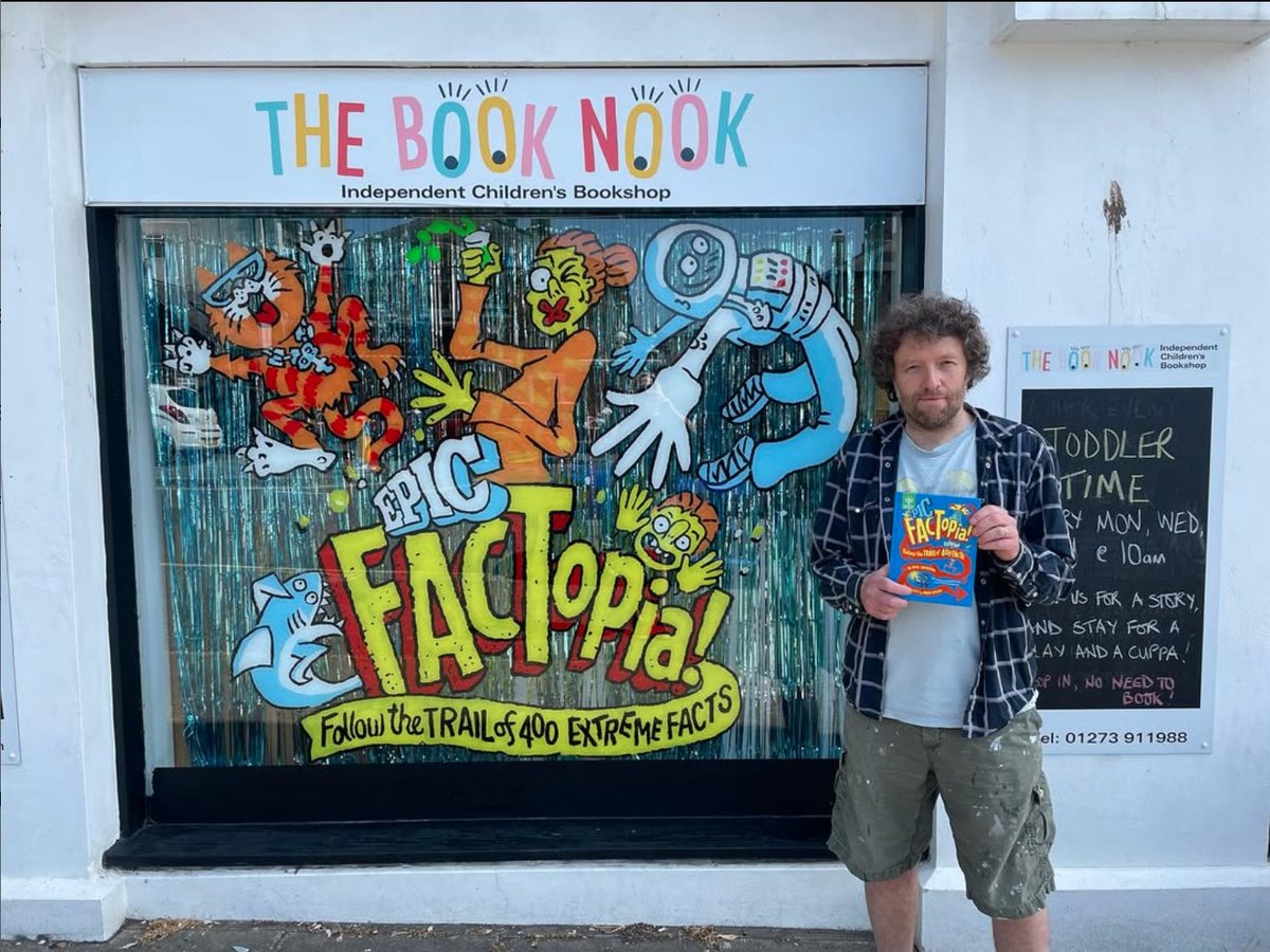 What on Earth! Books (@whatonearthbook) on Twitter photo Two windows, two towns, one EPIC celebration 🤯
Huge thanks to illustrator Andy Smith for transforming the windows of <a href="/booknookhove/">The Book Nook</a> (Hove) and <a href="/BagsofBooks/">Bags of Books</a> (Lewes) 🎨
The latest in the hit series, Epic FACTopia! takes readers on an enthralling journey through the universe’s Two windows, two towns, one EPIC celebration 🤯
Huge thanks to illustrator Andy Smith for transforming the windows of <a href="/booknookhove/">The Book Nook</a> (Hove) and <a href="/BagsofBooks/">Bags of Books</a> (Lewes) 🎨
The latest in the hit series, Epic FACTopia! takes readers on an enthralling journey through the universe’s