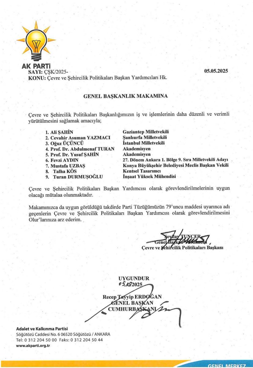 Genel Başkanımız ve Cumhurbaşkanımız Sn. <a href="/RTErdogan/">Recep Tayyip Erdoğan</a>’ın tensipleriyle AK Parti Çevre ve Şehircilik Politikaları Başkan Yardımcılığı görevine atanan Gaziantep Milletvekilimiz sn <a href="/AliSahin501/">Ali ŞAHİN</a>'i  tebrik ediyor, yeni görevlerinde başarılar diliyorum.