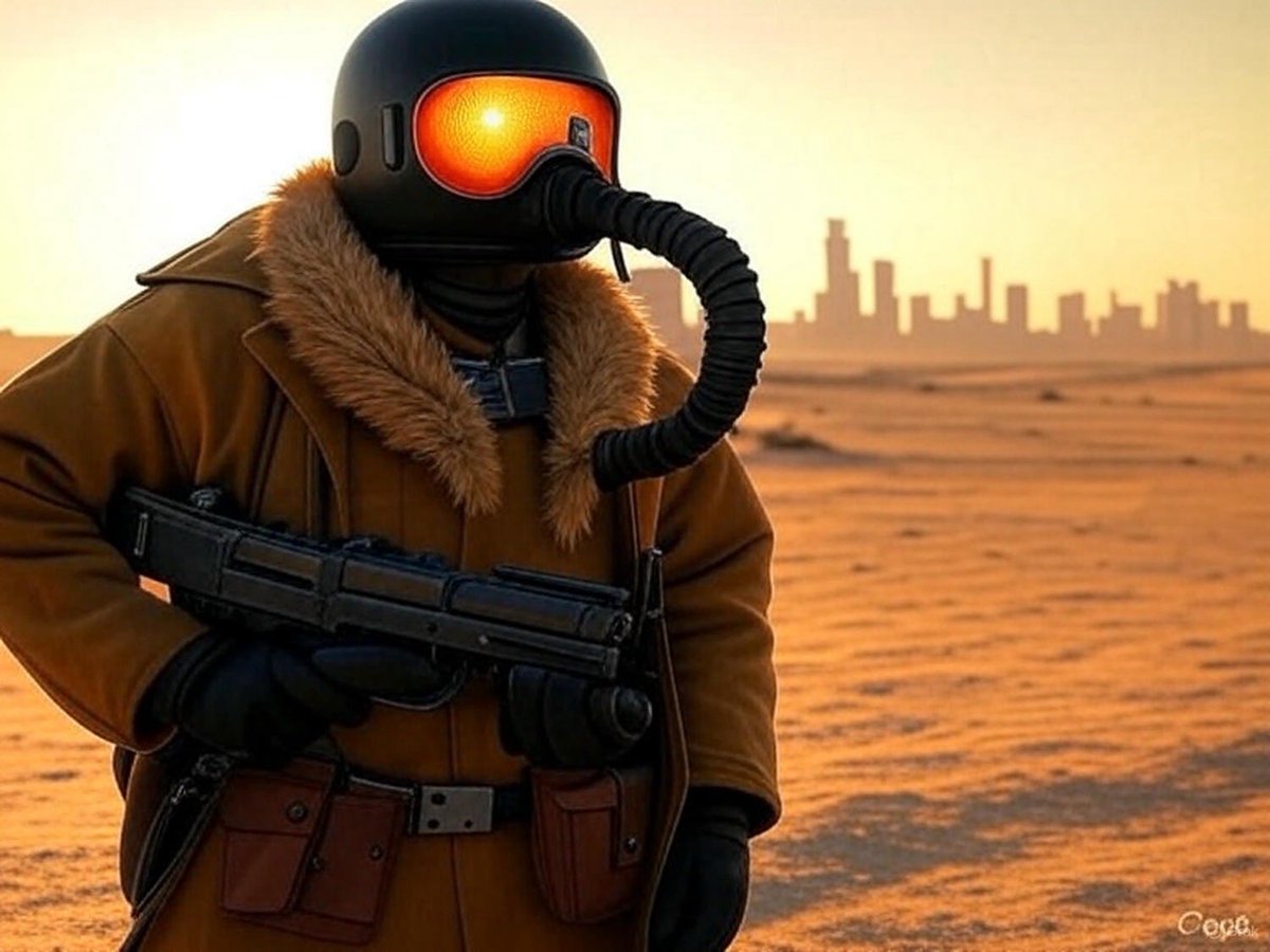 orcapodstudio's tweet photo. I made this with AI art and ibis paint. The two examples of each picture mine is the one that AI made. That’s my favorite the AI picture is my favorite. #AIArt #DigitalArt #SpaceWarrior #Postapocalypse #DesertPlanet #RespectiveFiction #PhotoRealistic #DesolateWorld #Gunman https://t.co/m3LTgw7htQ