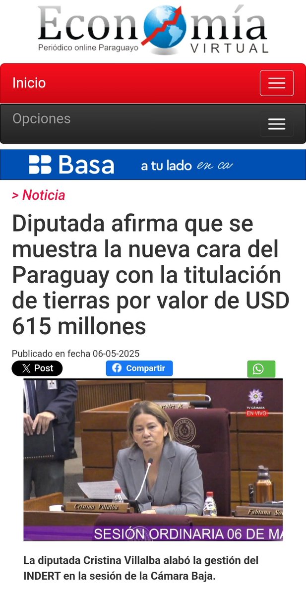 Diputada afirma que se muestra la nueva cara del Paraguay con la titulación de tierras por valor de USD 615 millones economiavirtual.com.py/web/pagina-gen… vía @economiaVPy
