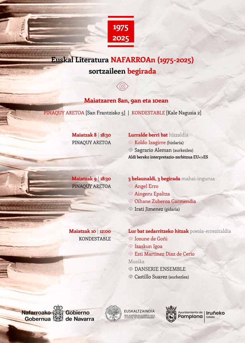 👉Aldatu al da euskal idazlearen estatusa Nafarroan? Nafarroako gizarteak ezagutzen al du errealitate hori? Beharrezkoa da erdaldunak ere ahalegin horren berri edukitzea? Zerk erakarri ditu belaunaldi berriak euskal literaturara?
👉Erantzunak Iruñean, aste honetan
#ekinetajarrai