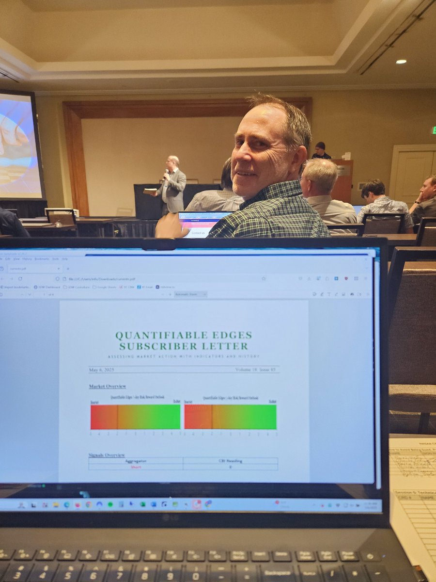 I'm at <a href="/NAAIM_Official/">NAAIM</a> Uncommon Knowledge conference reading my daily <a href="/QuantifiablEdgs/">Quantifiable Edges</a> newsletter.  And who is sitting in front of me?!?  The man (Rob Hanna) himself!